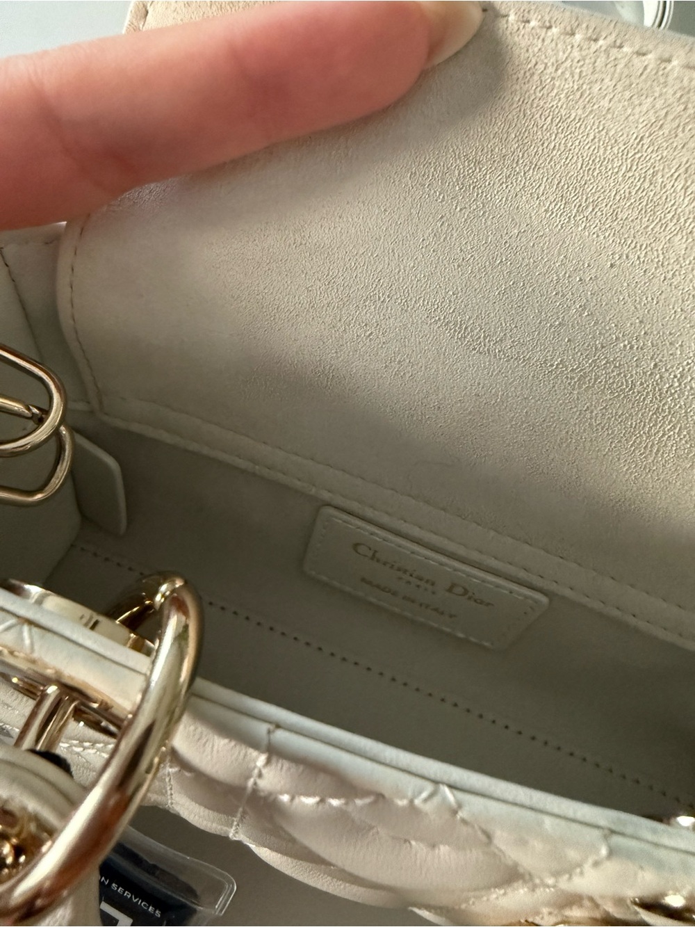 Dior Cream Quilted Mini Top-Handle Crossbody with Gold Hardware - Picture 5 of 8